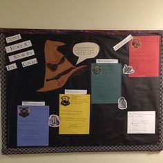 a bulletin board with some writing on it