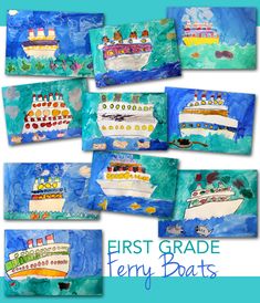 the first grade ferry boats are made with watercolor paper