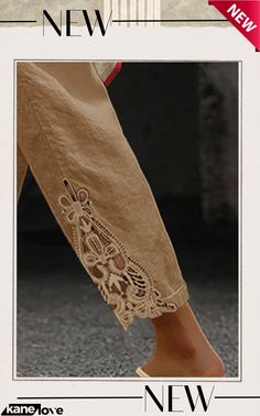 Lace Splicing Drawstring Casual Cotton Pants Casual Beige Patchwork Pants, Spring Stretch Bottoms With Splicing, Beige Patchwork Pants For Spring, Cotton Casual Pants, Lace Splicing, Cotton Pants, Elevate Your Style, Your Style, Lace