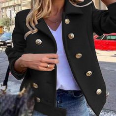 New Elegant Winter Commuter Wool Jackets Fashion Solid Lapel Double-breasted Short Coat Autumn Casual Long Sleeve Slim Outerwear Blazer Casual, Winter Jacket Women, Daily Clothes, Long Sleeve Fashion, Slim Fit Jackets, Women Coat, Sleeve Fashion, Red Sky, Winter Jackets Women