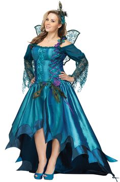 a woman dressed in a blue fairy costume