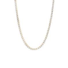 Enhance your classic look with this gorgeous 4mm 14k goldfilled tennis necklace. Detailed with sparkling cubic zirconia stones, this piece adds a touch of luxury to your look. The delicate 14k goldfilled chain catches the light to ensure you’ll be noticed. Whether you're adding it to an special evening look or enhancing your everyday wardrobe, this classic design makes the perfect addition to any look. Bring a bit of high-end glamour to your look with this timeless tennis necklace. You may also Tenis Necklace, Minimal Jewelry, Tennis Necklace, How To Apply Makeup, Necklace Sizes, Tennis Bracelet, Everyday Wardrobe, Metal Jewelry, Jewelry Care