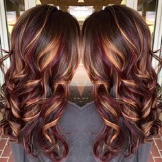 Red Blonde, Long Brunette Hair, Hair Color Burgundy, Long Brunette, Red Highlights, Hair Red, Burgundy Hair, Brown Blonde Hair