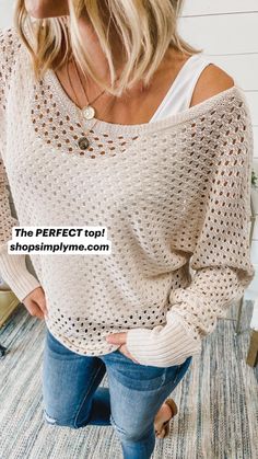 SHOPSIMPLYME.COM
 • We ship from South Florida.
 • Free USA shipping. 
 • Join our Text Club! Text “SMB” to 57838
 • Find us everywhere! @shopsimplyme Strap Crop Top, Lovely Tops, Kendall Jenner Style, Open Knit, Sweater Design, Casual Fall Outfits, Work Blouse, Knit Shirt