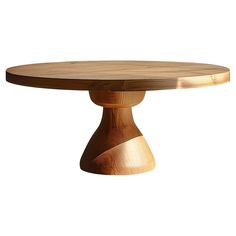 a round wooden table with an unusual design