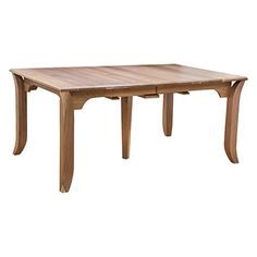 a wooden table sitting on top of a white background