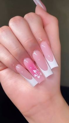 Nail Ideas Simple Pink, Summer Nails Baddie, Nails Girly, Calm Nails, Pink And White Nails Acrylic, Baddie Aesthetic Nails, Pink Base Nails, Medium Pink Nails, Baddie Acrylic Nails