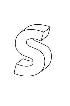 the letter s is shown in black and white with a curved design on it's side