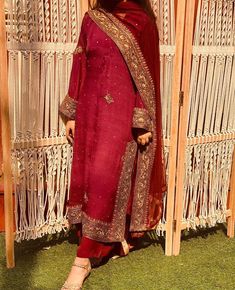 Pakistani Dresses Casual, Indian Dresses Traditional, Traditional Indian Outfits, Maroon Dress