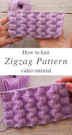 two pictures showing how to knit the zigzag pattern