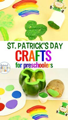 st patrick's day crafts for preschoolers with green peppers and shamrocks on them