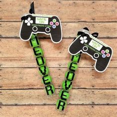 two video game controllers made out of stickers