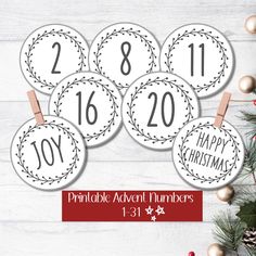 printable christmas ornaments with the numbers for each ornament