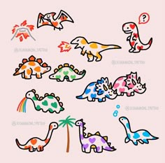 an image of dinosaurs in different colors