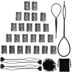 PRICES MAY VARY. ★YOU WILL GET: 24 different characters of Beard Viking Rune Beads, 6 PCS Pull Hair Pin Quick Beader, 100 PCS Black Rubber Bands and a Bag, the bead size is 0.51 inches high, 0.31 inch outside diameter, 0.24 inside diameter inch ★EXQUISITE DESIGN: Rune Viking long hair beads are designed with exquisite characters, the size is suitable for your beard, can be well matched with your hair and beard, making your appearance more gentle and beautiful ★DURABLE MATERIAL: The Rune Celtic b Viking Long Hair, Viking Hair Beads, Dread Care, Viking Halloween, Viking Halloween Costume, Viking Princess, Vikings Halloween, Dreads Care, Diy Beard