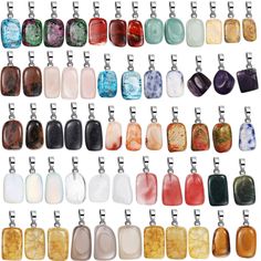 PRICES MAY VARY. Stone Charms in Bulk: you will receive 60 pieces of stone pendants in 20 different styles, 3 pieces for each style; The sufficient quantity and rich shapes can suffice your needs for DIY jewelry making projects and replacement Diversified Assortment: these necklace charms bulk come in many sorts of types, such as flower green, watermelon red, tiger eye, red agate, white dot blue, topaz, white line pine, amethyst and other stones, to meet your assorted crafting needs Versatile Pe Earring Christmas, Crystal Reiki, Stones For Jewelry Making, Jewelry Making Kits, Jewelry Making Project, Jewelry Making Charms, Christmas Birthday Gifts, Quartz Pendant, Schmuck Design