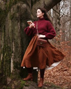 Sweater On Dress, Cottage Core Winter Fashion, Winter Fashion Cottagecore, Shirin Altsohn Outfits, Cottagecore Cotton Sweater For Fall, Cottagecore Long Sleeve Sweater For Fall, Cottage Core Winter Clothes, Cottagecore Long Sleeve Winter Dress, Fall Photo Outfits