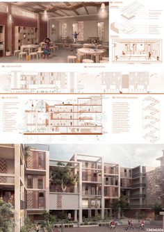 an architectural drawing shows the inside and outside of a building