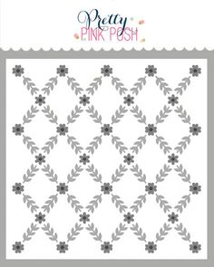 the pretty pink posh quilt pattern is shown in grey and white with flowers on it