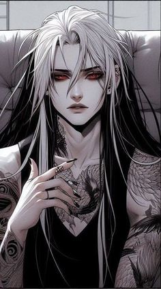 White Hair, Anime Character, Long Hair, Tattoos, Hair, White