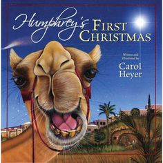 a close up of a book with a camel on it's face and the title humphry's first christmas