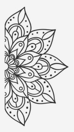 a coloring page with an intricate flower design in black and white, on a white background