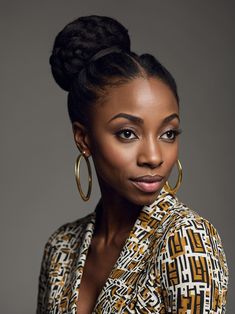 41 Sleek Bun Hairstyles for Black Women: A Style Guide Geometric Print Outfit