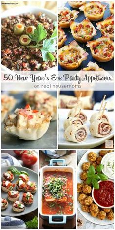 the cover of 50 new year's eve party appetizers