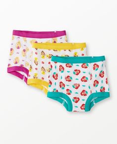 Super absorbent Disney Princess organic cotton training underwear, crafted with our famous won't-wear-anything-else fit that kids love. • Soft 4-ply construction • Hypoallergenic & eczema-friendly • Sensory-friendly scratch-free seams that lay flat on the skin • OEKO-TEX® STANDARD 100 certified safe from hundreds of harsh chemicals Pack of 3 100% organic combed cotton rib knit Absorbent polyester interlining never touches the skin Soft 4-ply construction Super-smooth flatlock seams Encased elastic never touches the skin OEKO-TEX® STANDARD 100 | GOTS certified by OTCO Prewashed Imported ©Disney. Baby, Accessories, Training Underwear. | 3-Pack Disney Princess Organic Cotton Training Underwear - Size S - Princess Multi - Hanna Andersson Fun Cartoon Print Bottoms For Playwear, Playful Character Print Bottoms For Playwear, Playful White Machine Washable Bottoms, Playful Multicolor Machine Washable Bottoms, Playful White Bottoms With Cartoon Print, Playful Cartoon Print Bottoms For Playwear, Playful Multicolor Bottoms With Character Print, Playful Cotton Bottoms Machine Washable, Machine Washable Cotton Bottoms For Playtime