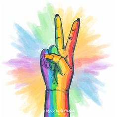 the peace sign is painted in rainbow colors