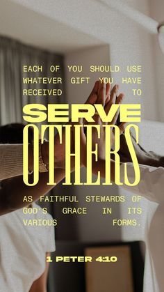 a poster with the words serve others in front of it's image and two hands clasped together