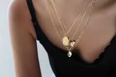 Chic Gold Charm Necklace With Pearl, Chic Gold Charm Necklace With Pearl Pendant, Elegant Charm Necklace With Paperclip Chain, Pearl Gold Necklace, Hold Space, Chain Link Necklace Silver, Wanderlust And Co, Gold Locket Necklace, Gifts For My Girlfriend