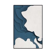 an abstract blue and white artwork piece