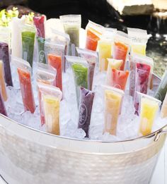 there are many different types of juices in the ice