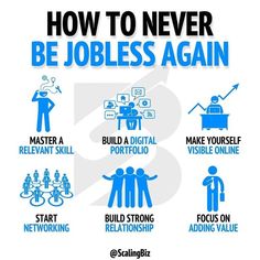 how to never be jobles again poster with instructions on how to do it in english and spanish