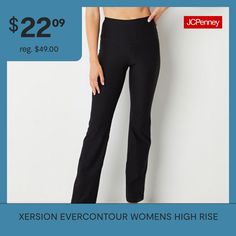 These Xersion EverContour women's tall yoga leggings are the perfect comfy pair for your favorite yoga poses and brunch with friends afterward. Cut from the brand's smooth jersey with UV protection, 4-way stretch, QuickDri, and maximum compression properties, this bootcut style effortlessly sculpts to your natural silhouette. And the wide, high-rise waistband is designed to support you through your workout - team them with a sports bra and tee.Front Style: Flat FrontFeatures: Stretch FabricClos… High Rise Yoga Pants, Tall Pants, Yoga Pant, Pull On Pants, Yoga Leggings, Yoga Poses, Yoga Pants, Uv Protection, Black Pants