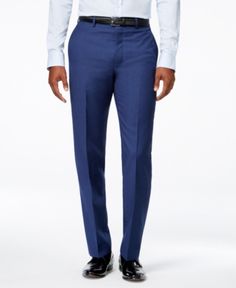 Calvin Klein X-Fit Solid Slim Fit Pants - Blue 40x30 Modern Fit Suit, Slim Fit Pants Men, Wool Fashion, Slim Fit Dress Pants, Slim Fit Dress, Mens Dress Pants, Colored Pants, Slim Fit Dresses, Calvin Klein Men