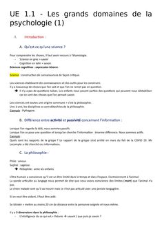 1 - Les grands domaines de la psychologie - Introduction : A. Qu’est-ce qu’une science? Pour - StuDocu Your Brain, Brain, Anthropologie, Education