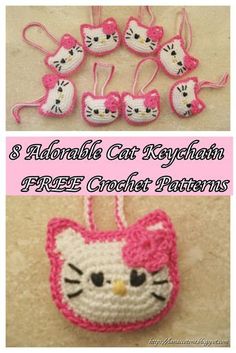 crocheted hello kitty keychain and other items