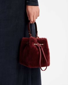 Strathberry - Osette - Osette - Burgundy Shearling Bag, Music Bar, Bag Collection, Wallet Chain, Hair Tools, Leather Top, Card Wallet, Handbag Accessories, Luggage Bags