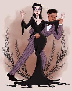 an animated image of a man and woman dancing in front of each other with their arms around one another