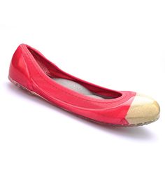 Hibiscus/Gold Flats Pink Slip-on Ballet Flats For Summer, Summer Pink Slip-on Ballet Flats, Hibiscus Jelly, Toe Colors, Parrot Green, Jelly Flats, Gold Cap, Gold Caps, Gold Flats