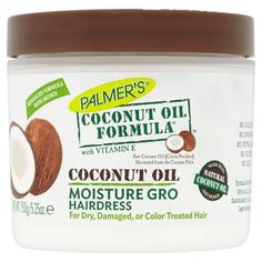 Coconut Oil Moisture Gro Hairdress is a blend of pure coconut oil, olive, and vegetable oils, plus vitamin E which all together helps end splitting, breaking and dryness. It gives hair a glossy sheen and protects from damage. Size: 5.25 oz.  Color: Brown. Oil Face Cleanser, Oil For Curly Hair, Coconut Oil Hair Growth, Diy Coconut Oil, Coconut Oil For Acne, Coconut Oil Hair Mask, Coconut Oil For Face, Pure Coconut Oil, Hair Dress