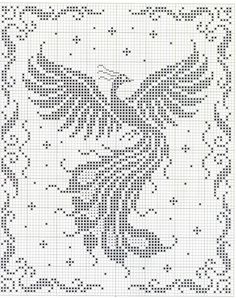 a cross stitch pattern with a bird on it