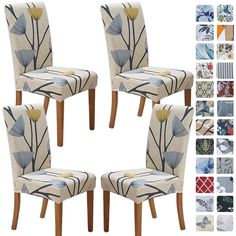 PRICES MAY VARY. Reinvent Your Chairs! Are you ‘over’ the look of your dining chairs? Perhaps the kids spilled one too many things on them, maybe the color and pattern is faded and dull. You don’t even need a reason! Let’s makeover your chairs together with our modern & durable- easy to fit, anti-slip, wrinkle resistant, reusable dining room chair covers that are fun and beautiful, as they are soft and comfy. Stretchy Fabric, Suitable For Most Dining Chairs: These universal kitchen chair covers Gold Chair Covers, Parson Chair Covers, Parsons Chair Slipcovers, White Chair Covers, Colored Dining Chairs, Kitchen Chair Covers, Dining Chair Seat Covers, Dining Room Chair Covers, Spring Table Decor