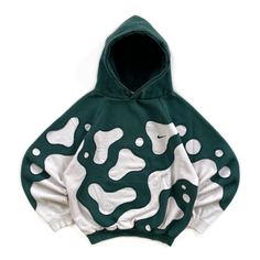 Unique Hoodies Design, Patchwork Hoodie Aesthetic, Patch Work Hoodie Diy, Diy Patchwork Hoodie, Green Patchwork Hoodie For Streetwear, Reworked Tshirt, Custom Hoodies Ideas