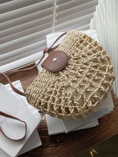 BirdinBag - Stylish Summer Straw Shoulder Bag - Womens Fashion Handbag for Beach and Leisure Beach Satchel With Large Capacity, Beach Pouch Satchel In Beige, Beige Pouch Satchel For Beach, Casual Beach Pouch Satchel, Summer Beach Pouch Satchel, Summer Vacation Pouch Satchel, Eco-friendly Brown Bags For Day Out, Spring Beach Pouch Satchel, White Beach Satchel Crossbody