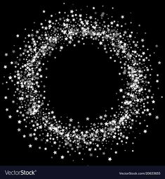 silver stars in the shape of a circle on a black background with space for text