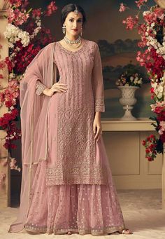 Pink Sharara, Sharara Designs, Sharara Suits, Pakistani Suit, Salwar Kamiz, Utsav Fashion, Party Wear Indian Dresses, Salwar Kameez Designs, Designer Dresses Indian