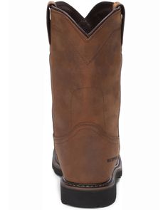 Justin Men's Wyoming Waterproof Western Work Boots - Steel Toe, Brown Classic Sturdy Waterproof Boots For Outdoor, Western Work, Zip Code Gifts, Get Directions, Work Boots, Wyoming, Full Grain Leather, Riding Boots, Cowboy Boots